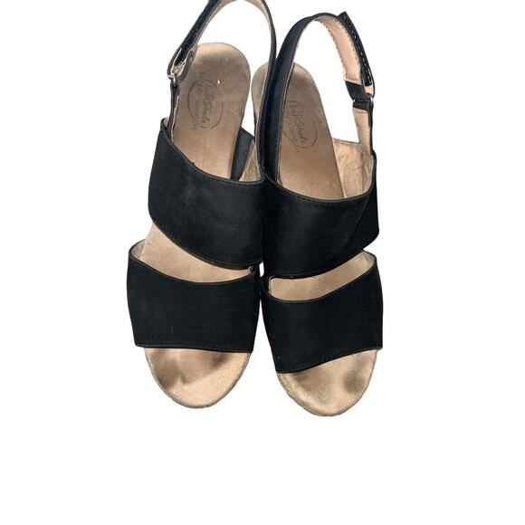 Life Stride‎ Simply Comfort Wedge Sandals “Beachy” Slingback Size 11 Black - Picture 1 of 9